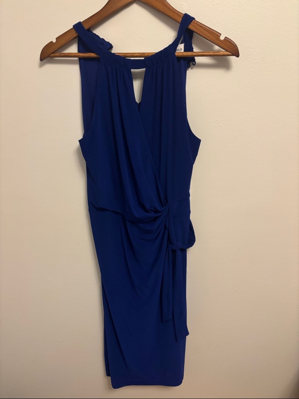 Emma & Michele Royal Blue Sleeveless Knot-Detail Midi Dress